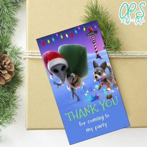 Alien Xmas Thank You Tag Customizable Template To Print At Home Instant Download