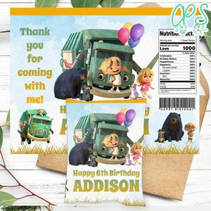Trash Truck Birthday Party Chip Bag Digital File Printable Instant Download