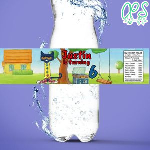 Pete the cat Birthday Water Bottle Label Template to Print at Home Instant Download