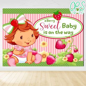Baby Strawberry Shortcake Baby Shower-customer Birthday Backdrop Digital File Template Instant Download