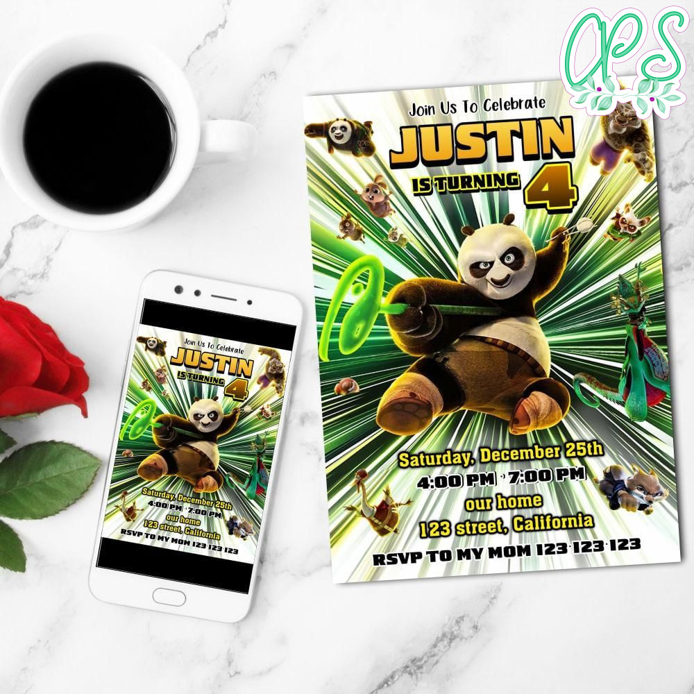 Kung Fu Panda 4 Mobile Invite Customizable Template Instant Download