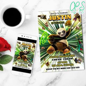 Kung Fu Panda 4 Mobile Invite Customizable Template Instant Download