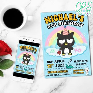 Badtz Maru Mobile Invite Customizable Template Instant Download
