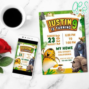 The Jungle Bunch Birthday Mobile Invite Customizable Template Instant Download