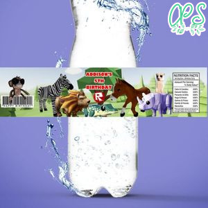 Roblox Safari Bottle Label Birthday Water Bottle Label Template to Print at Home Instant Download