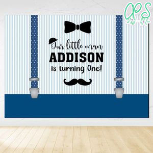 Little man Birthday Backdrop Digital File Template Instant Download