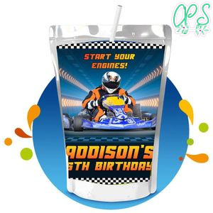 Karting Capri Sun Birthday Labels Digital File Printable Instant Download