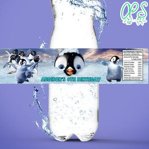 Happy Feet Birthday Water Bottle Label Template to Print at Home Instant Download