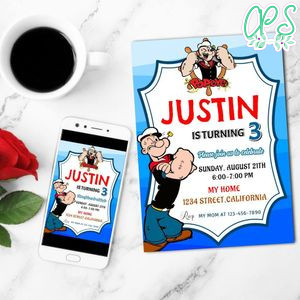 Popeye Mobile Invite Customizable Template Instant Download