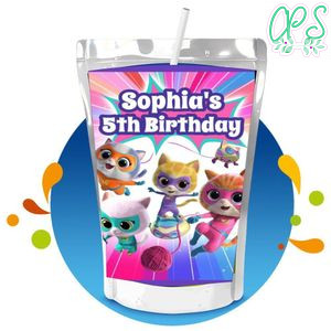 Super Kitties Capri Sun Birthday Label Digital File Printable Instant Download