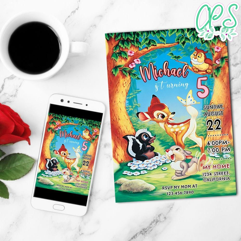 Bambi Magic World Mobile Invite Customizable Template Instant Download