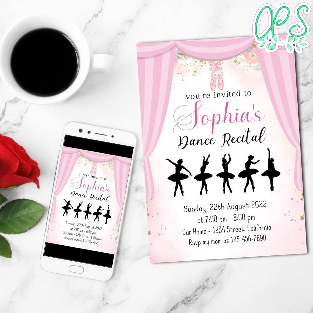 Ballet Recital Mobile Invite Customizable Template Instant Download