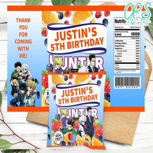Hunter X Birthday Party Fruit Snack Bag Digital File Printable Instant Download