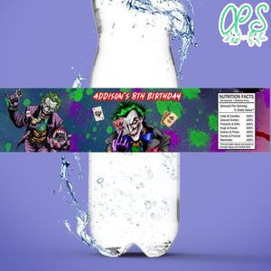 Joker Bottle Label Birthday Water Bottle Label Template to Print at Home Instant Download