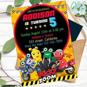 Ricky Zoom Invitation Customizable Template to Print at Home Instant Download