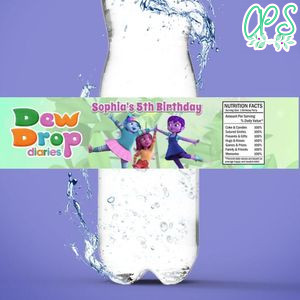 Dew Drop Diaries Birthday Water Bottle Label Template to Print at Home Instant Download
