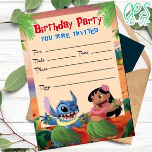 Lilo and Stitch fill in blank Invitation Customizable Template to Print at Home Instant Download