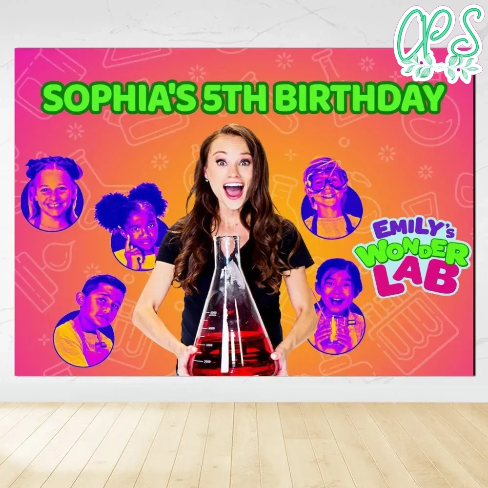 Emily's Wonder Lab Birthday Backdrop Digital File Template
