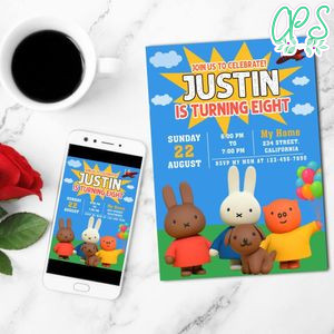 Miffy's Adventures Mobile Invite Customizable Template Instant Download