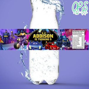 Batwheels Birthday Water Bottle Label Template to Print at Home Instant Download