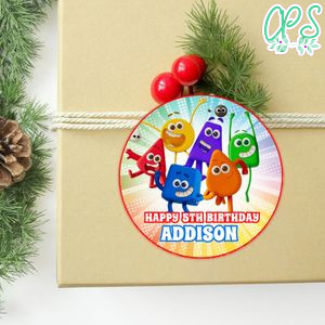 Colourblocks Circle Sticker Template Customizable To Print At Home Instant Download