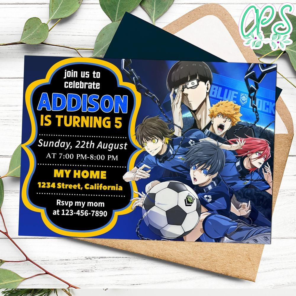 Blue lock Invitation Customizable Template DIY CustomPartyShirts Studio