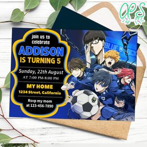 Blue lock Invitation Customizable Template to Print at Home Instant Download