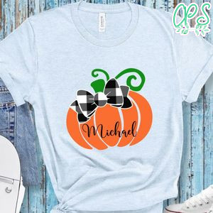 Halloween pumpkin Bow custom name T-Shirt