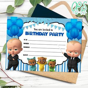 Baby Boss fill in blank Invitation Customizable Template to Print at Home Instant Download