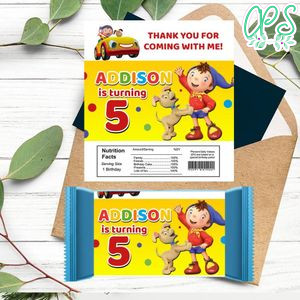 Noddy Candy Bar Label Customizable Template Instant Download