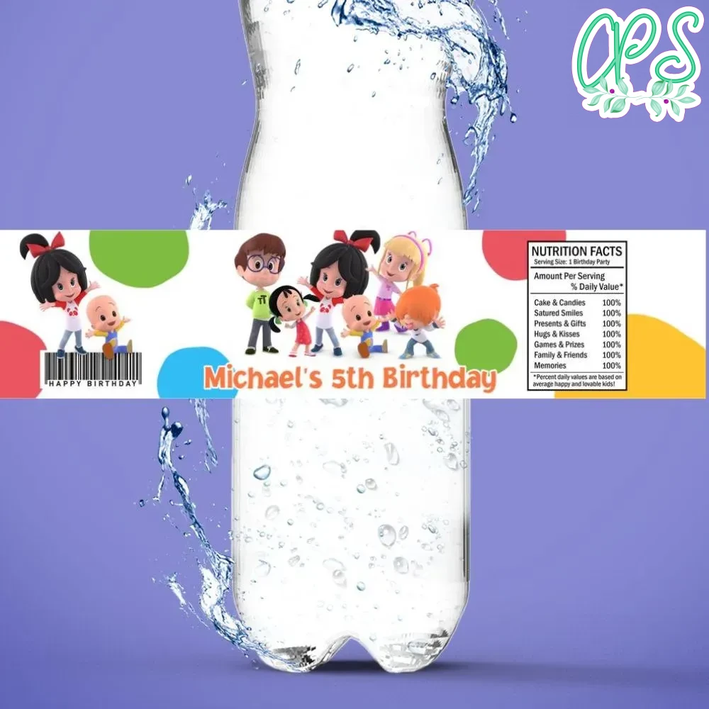 Cleo and cuquin Birthday Water Bottle Label Template | CustomPartyShirts