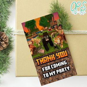 Jungle Minecrafter Thank You Tag Customizable Template To Print At Home Instant Download