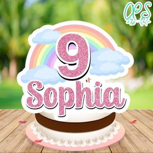 Cloud Nine Cake Topper Template Printable Instant Download