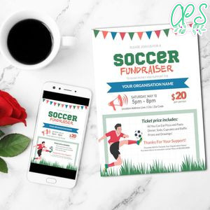 Soccer Fundraiser Flyer Customizable Template Instant Download