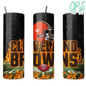 Browns Backers Skinny Steel Tumbler with Straw 20oz 