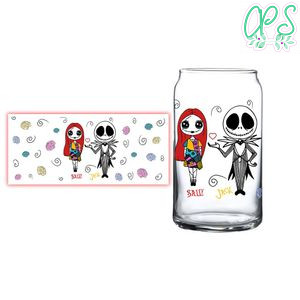 Sally And Jack Glass Can Wrap Customizable Template Instant Download