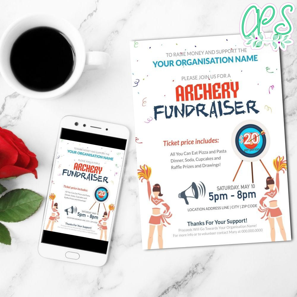 Archery Fundraiser Flyer Customizable Template DIY | CustomPartyShirts