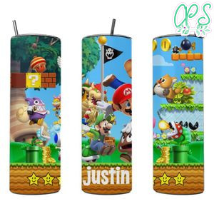 Super Mario Skinny Steel Tumbler with Straw 20oz 