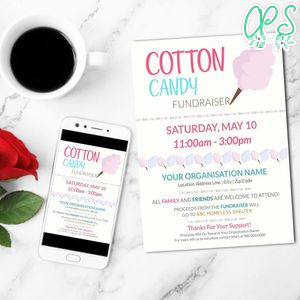 Cotton Candy Fundraiser Flyer Customizable Template Instant Download