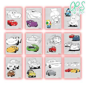 Disney car Coloring Pages Customizable Template Instant Download