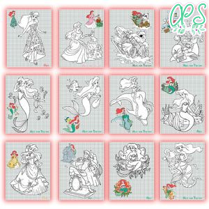 The Little Mermaid Coloring Pages Customizable Template Instant Download