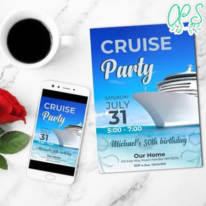 Ship Cruise Invitation Customizable Template Instant Download