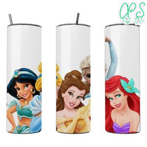 Disney Princess Skinny Steel Tumbler with Straw 20oz 