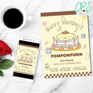 Pompompurin Invitation Customizable Template Instant Download
