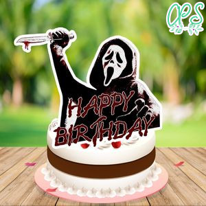 Ghostface Cake Topper Customizable Template Instant Download