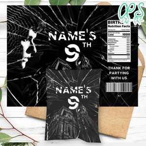 Black Mirror Birthday Chip Bag Customizable Template Instant Download