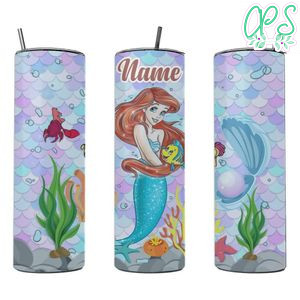 Ariel Princess Skinny Steel Tumbler with Straw 20oz 