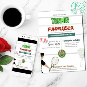 Tennis Fundraiser Flyer Customizable Template Instant Download