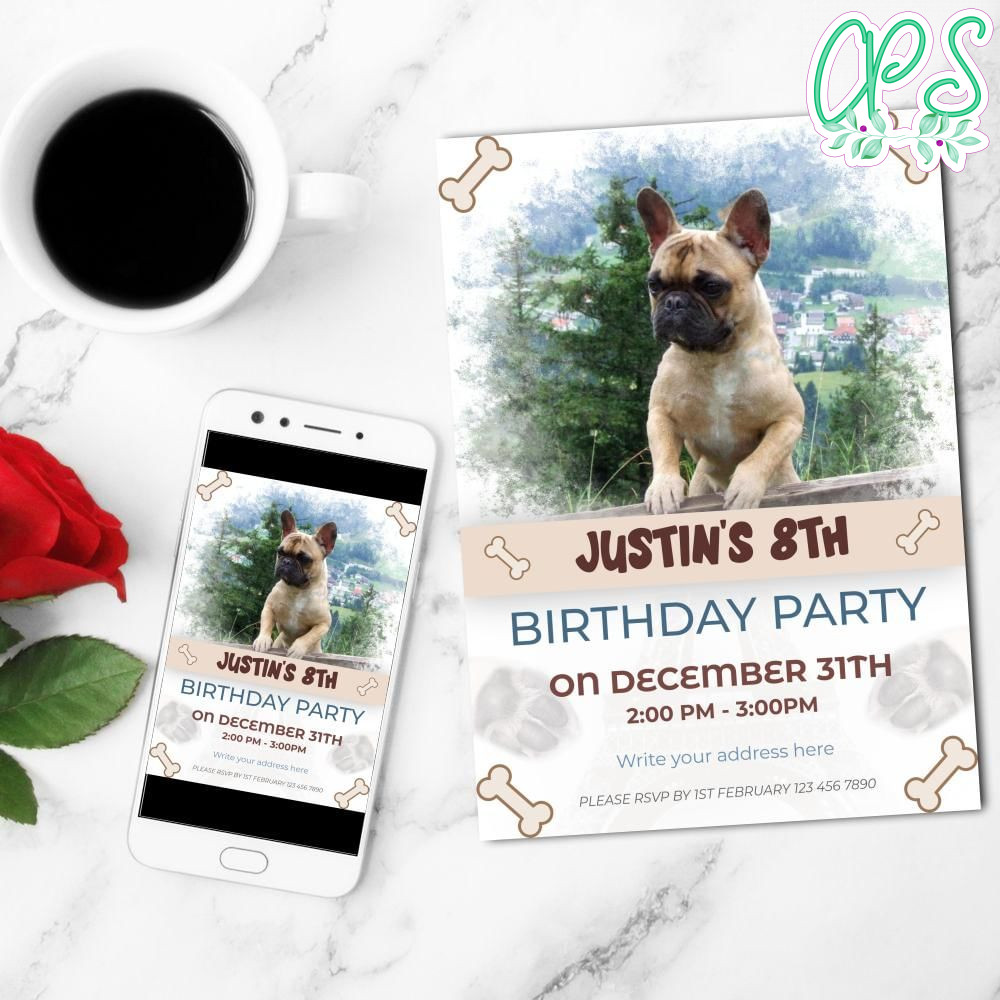 French Bulldogs Invitation Customizable Template Instant Download