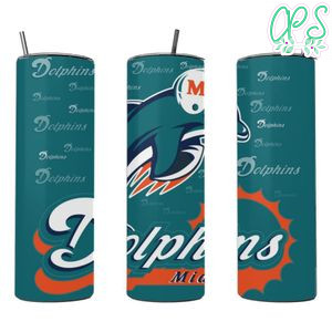 Dolphins Miami football Skinny Steel Tumbler with Straw 20oz 
